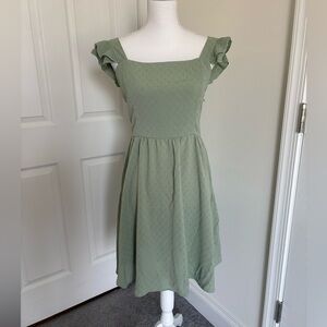 Sage Green CottageRuffle-Sleeve Midi Dress